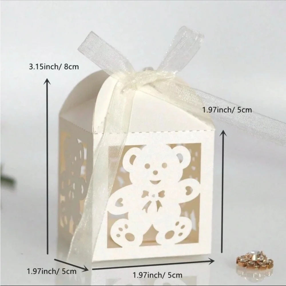 Elegant White Bear Party Favor Box 25 pieces